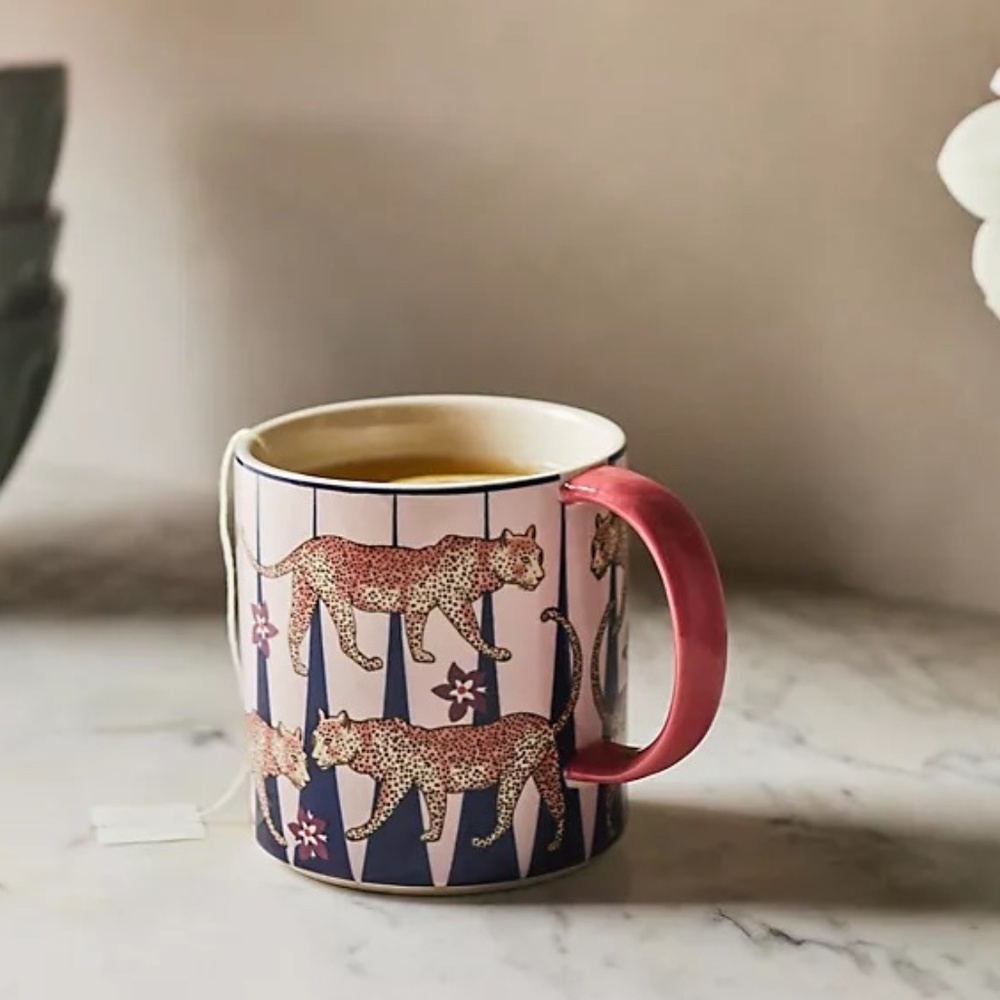 NWT Anthropologie Maeve Leopard Mug